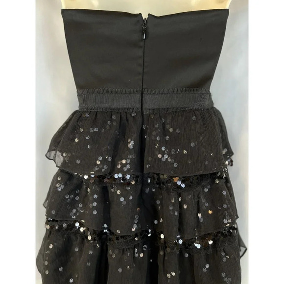 NEW BCBGMaxAzria Black Strapless Sequined Cocktail Dress $328 - Picture 8 of 12